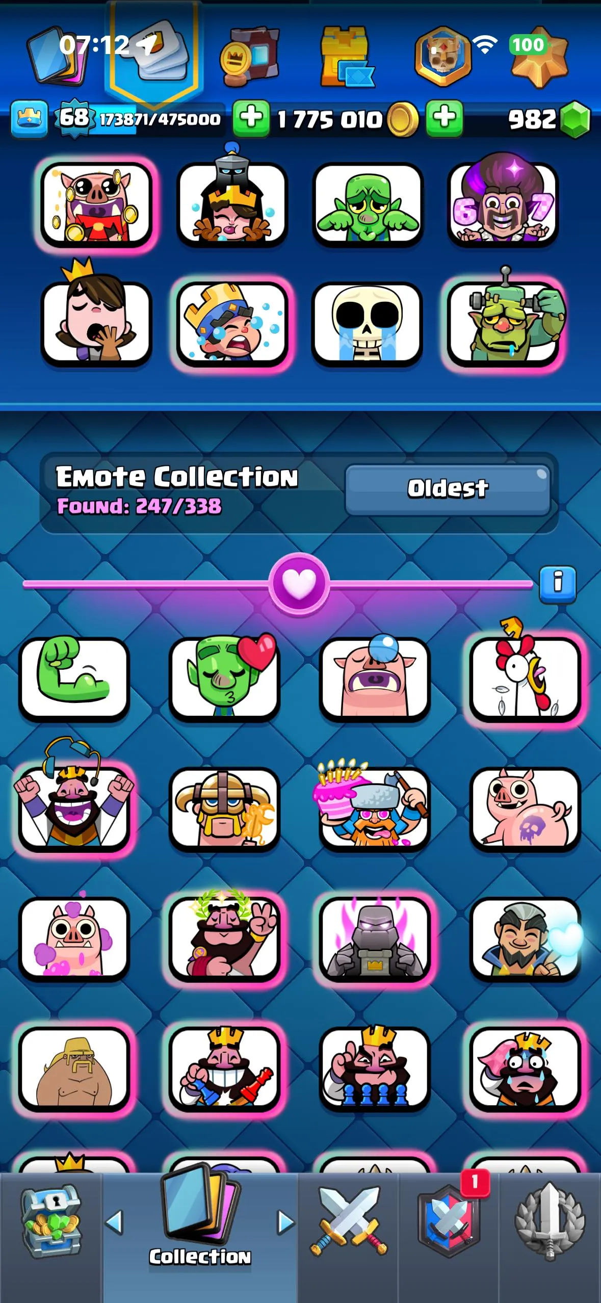 CR430 //75 Elite Cards, 38 Evolutions, 250 Emotes, Meta Skeleton Army, Legendary Card Book, Pass Royale, 2 Million Gold